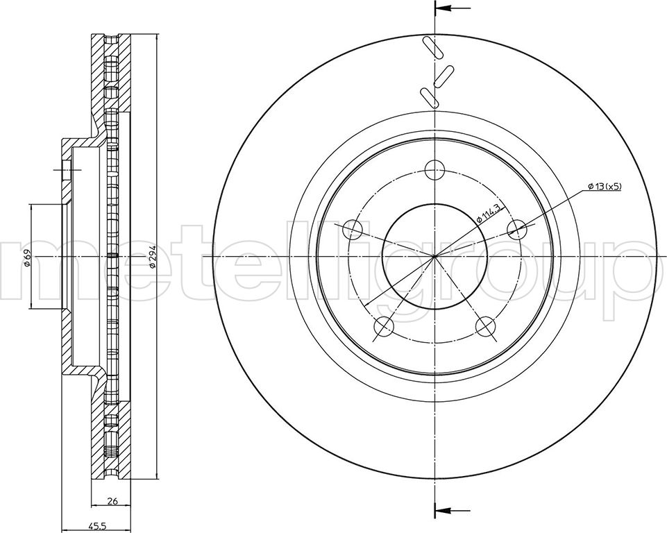 Тормозной диск Metelli. Артикул 23-1345C