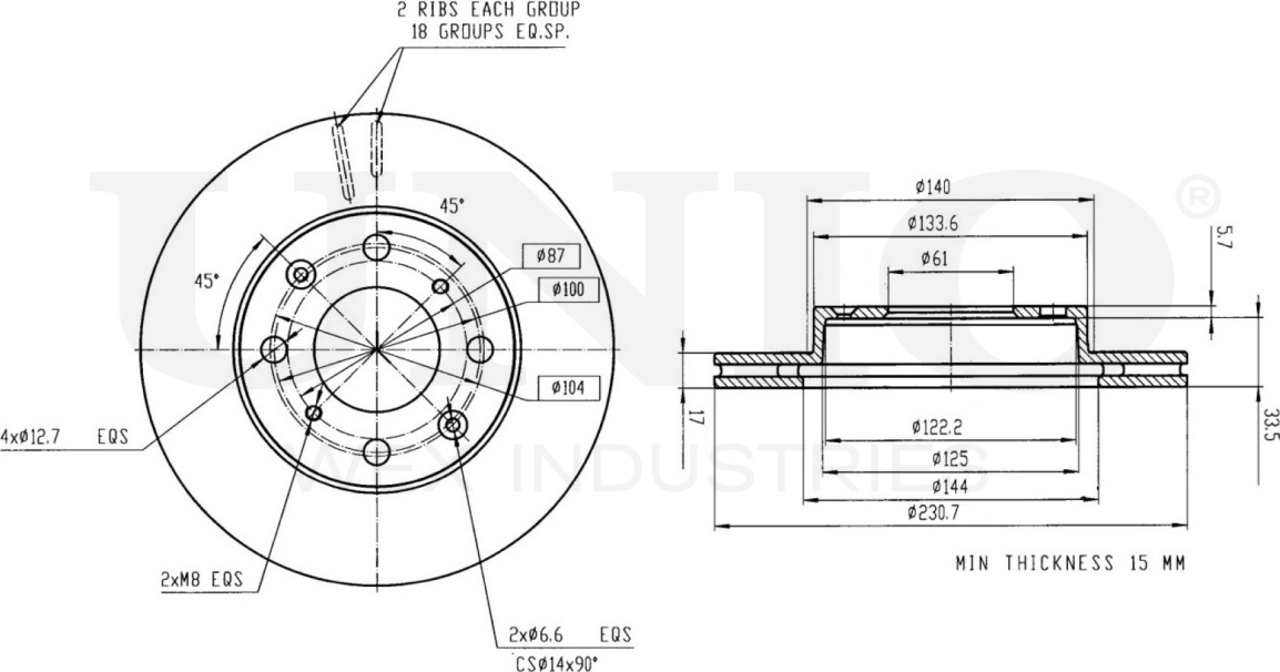 Диск тормозной (Unio). Артикул BRD-20271