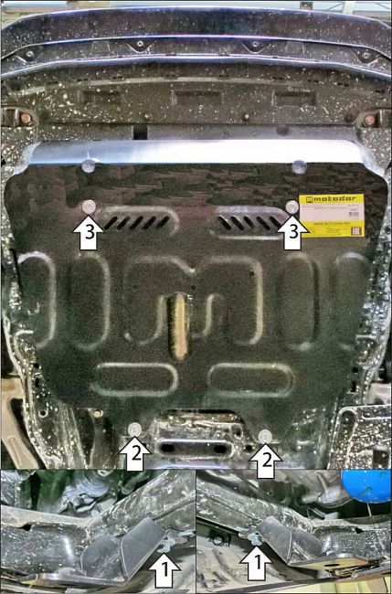 Защита Мотодор для картера, КПП Honda Odyssey V рестайлинг Hybrid 2WD АКПП 2020-2026. Артикул 70807