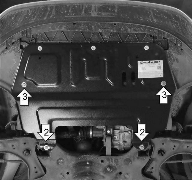 Защита Мотодор для картера двигателя, КПП Volkswagen Polo V 2009-2020. Артикул 72301