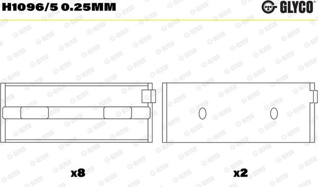 Вкладыши коренные Glyco для Fiat Fiorino II 1988-1993. Артикул H1096/5 0.25mm