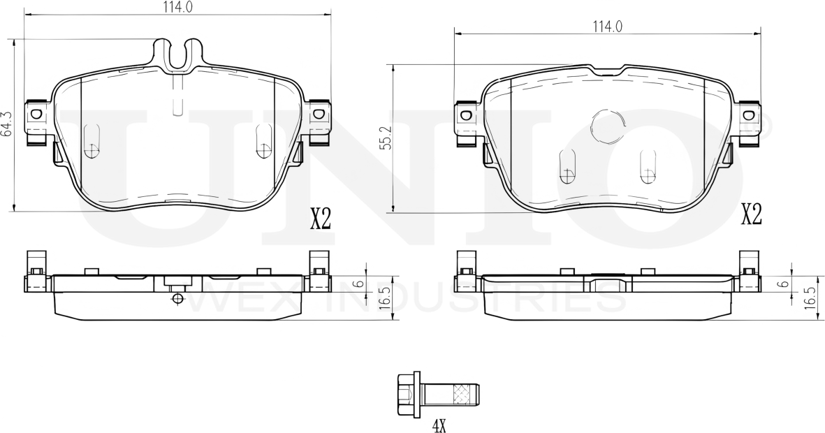 Колодки тормозные дисковые, комплект (Unio). Артикул BRP-20198