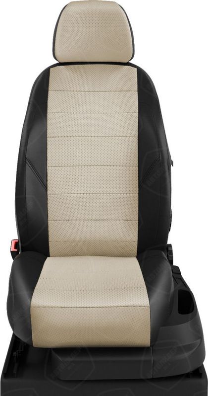 Чехлы Автолидер на сидения для Skoda Rapid лифтбек 2012-2020, цвет Черный/Кремовый. Артикул SK23-0402-EC08