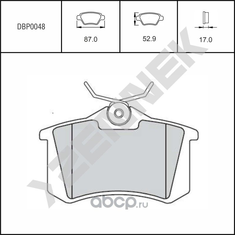 Колодки тормозные дисковые задние 17мм без датчика AUDI A3 96-13, A4 B5 94-05 (Zennek). Артикул DBP0048