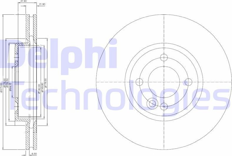 Тормозной диск Delphi. Артикул BG3661C