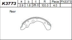Тормозные колодки Asimco задние для Mazda 323 IV (BG) 1989-1994. Артикул K3773