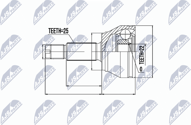 Шрус внутренний (граната) NTY передний для Ford Fiesta IV 1995-2003. Артикул NPZ-FR-006
