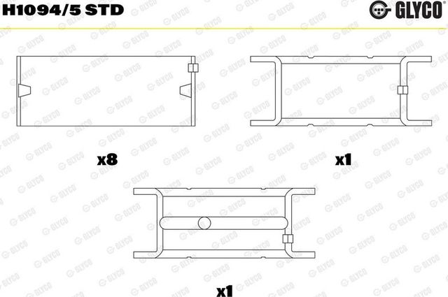 Вкладыши коренные Glyco для Fiat 132 1978-1982. Артикул H1094/5 STD