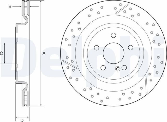 Тормозной диск Delphi для Mercedes-Benz GLA I (X156) 2014-2026. Артикул BG4958C