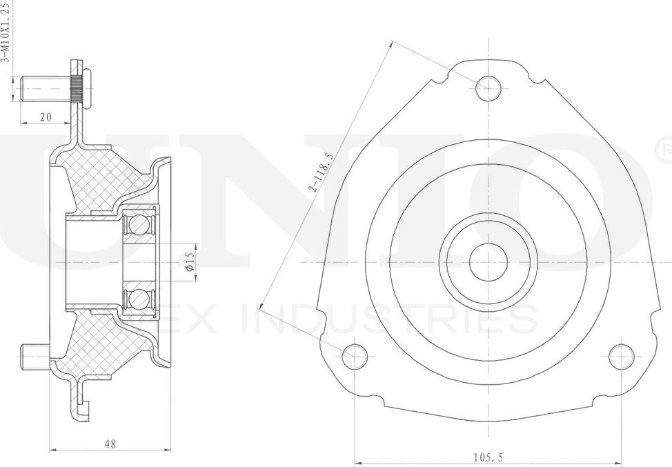 Опора амортизационной стойки (Unio). Артикул RMP-13109