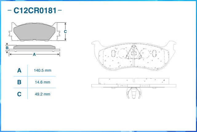 Тормозные колодки задние (Cworks). Артикул C12CR0181