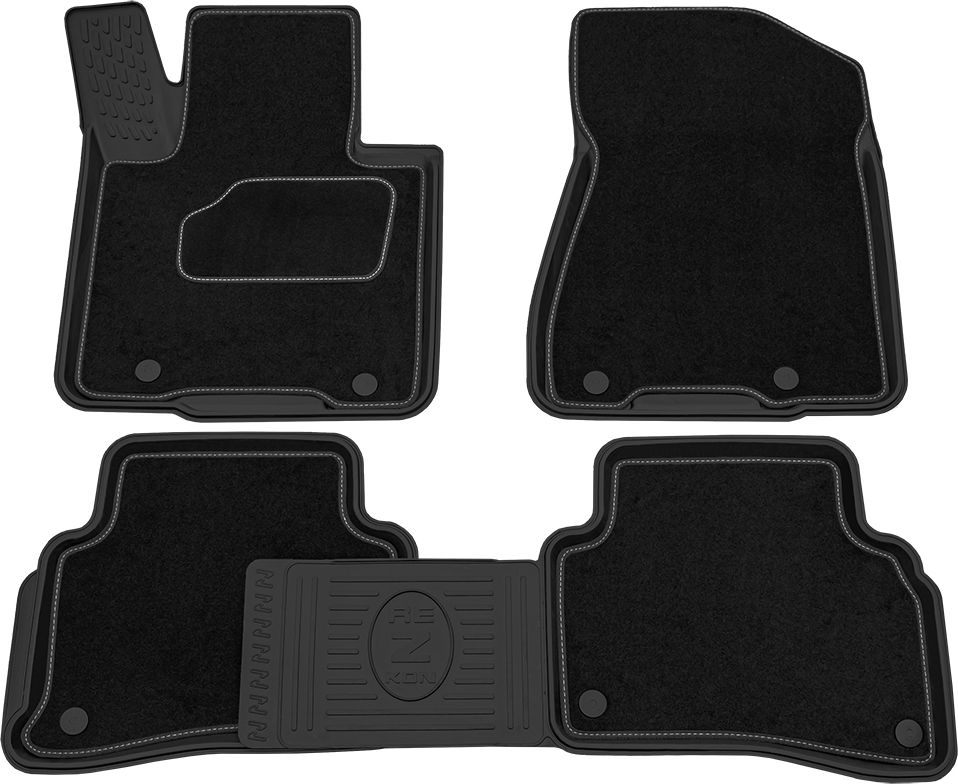 Коврики Rezkon Transformer (резиновые с ворсовыми ковриками-вкладышами) для салона Kia Sportage IV 2016-2026. Артикул 3021040300