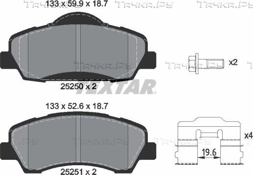 Тормозные колодки Textar Q+ передние для Peugeot 308 II 2013-2026. Артикул 2525001