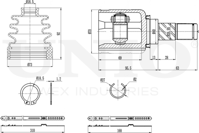 ШРУС внутренний (Unio). Артикул CVJ-30116