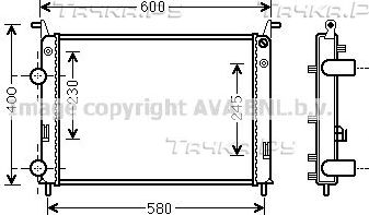 Радиатор охлаждения двигателя AVA для Fiat Palio I 2001-2004. Артикул FTA2336