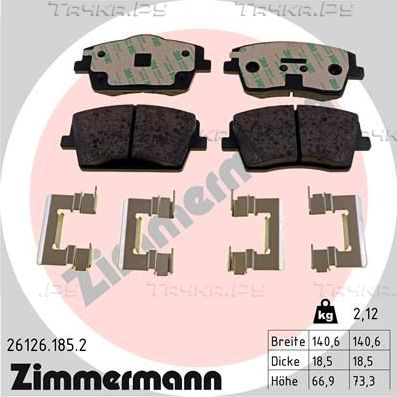 Тормозные колодки Zimmermann передние для Volvo XC40 I 2017-2026. Артикул 26126.185.2