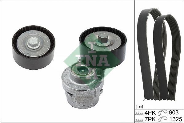 Приводной ремень поликлиновой с роликами (комплект) Ina. Артикул 529 0386 10