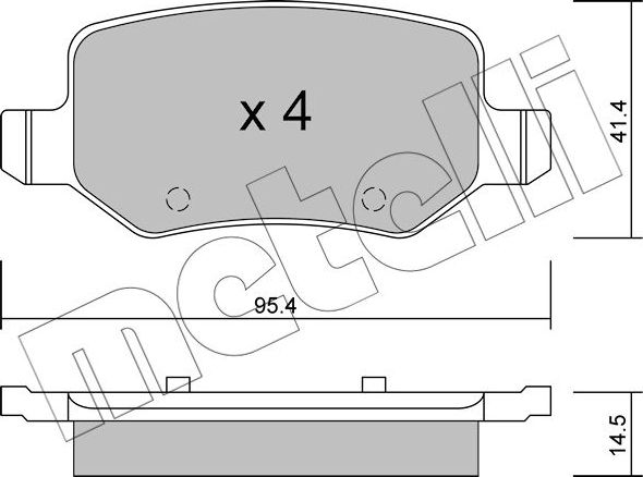 Тормозные колодки Metelli задние для Mercedes-Benz B-Класс I (W245) 2005-2011. Артикул 22-0565-0