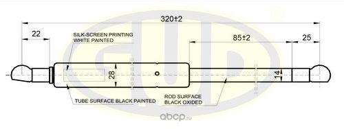 АМОРТИЗАТОР БАГАЖНИКА VOL XC 70 0900-0807 1200N L=32085MM G.U.D.. Артикул GGS020536