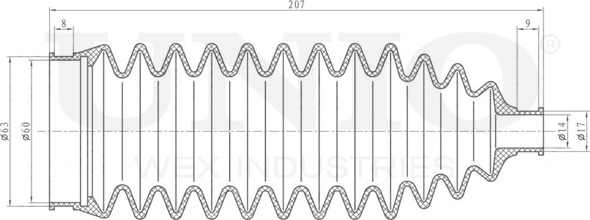 Пыльник рулевой рейки, комплект (Unio). Артикул DUC-20007K
