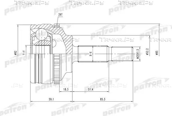 Шрус наружный (граната) Patron для Nissan Kubistar X76 2003-2026. Артикул PCV1378