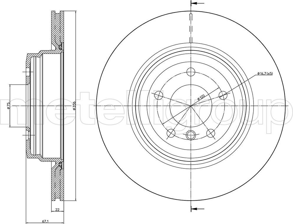 Тормозной диск Metelli. Артикул 23-0873C