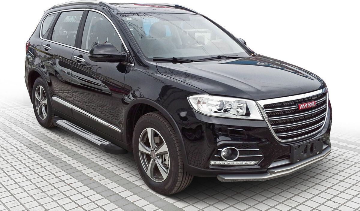 Пороги алюминиевые Rival Bmw-Style круг для Haval H6 2014-2020. Артикул D173AL.9402.1