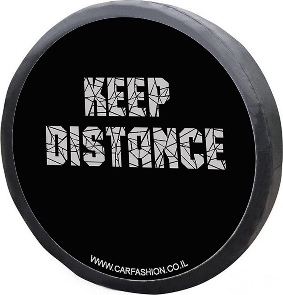 Чехол универсальный CarFashion Keep Distance L на запасное колесо, цвет Черный/Серый. Артикул 41023