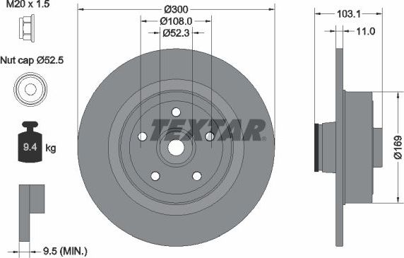 Тормозной диск Textar Pro задний для Renault Megane II 2004-2009. Артикул 92239603