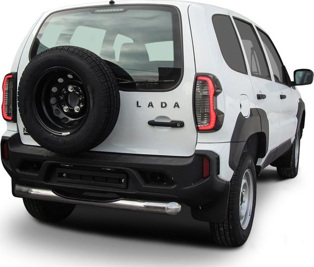 Защита Slitkoff заднего бампера d76 с проступью для Lada Niva Travel 2020-2026. Артикул NivTR011