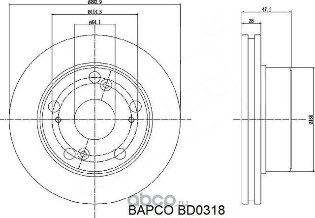 Диск тормозной передний вентилируемый BD0318, (Bapco). Артикул BD0318