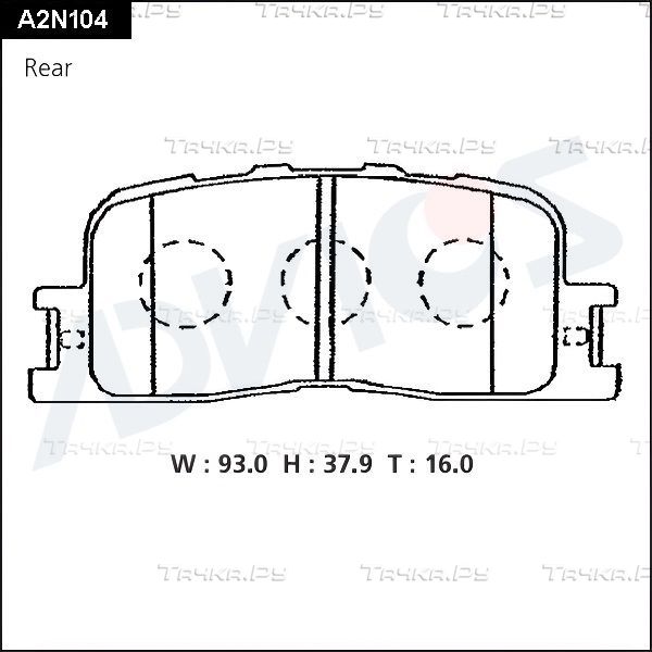 Тормозные колодки Advics задние для Toyota Highlander I (U20) 2000-2003. Артикул A2N104