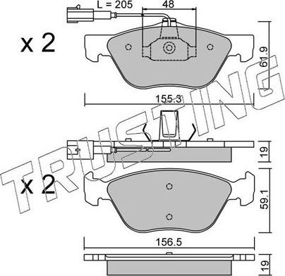 Тормозные колодки Trusting передние для Fiat Coupe 1995-2000. Артикул 085.0