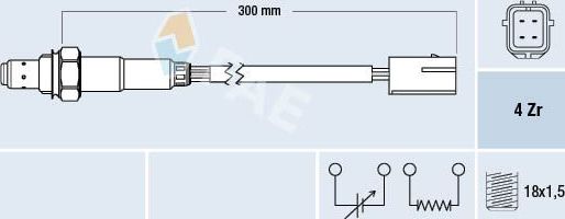 Лямбда-зонд (кислородный датчик) FAE. Артикул 77213