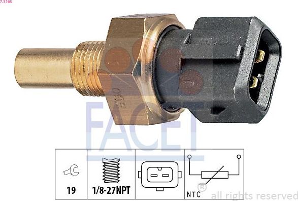 Датчик температуры охлаждающей жидкости Facet Made in Italy - OE Equivalent для Ford Orion III 1992-1993. Артикул 7.3165