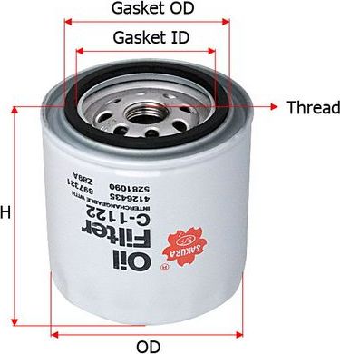 Масляный фильтр Sakura для Jeep Wrangler II (TJ) 1996-2007. Артикул C-1122