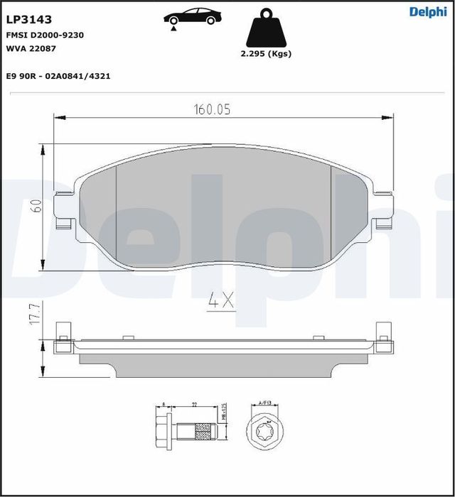 Тормозные колодки Delphi (Low-Metallic). Артикул LP3143