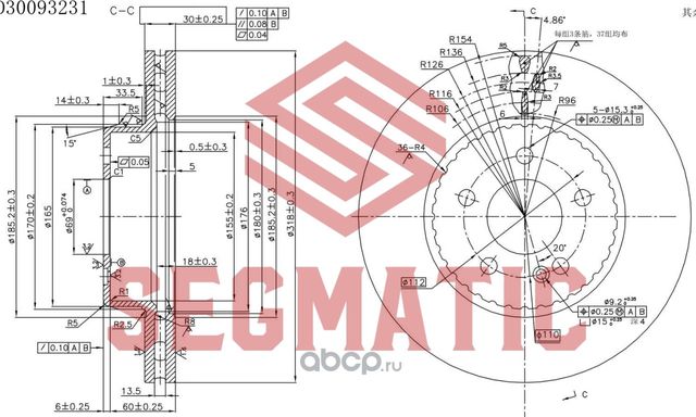 Диск тор. перед MER C-CLASS (W205) | C-KLASSE C 160-220 (205.044) 04.2015 - 05.2 (Segmatic). Артикул SBD30093231