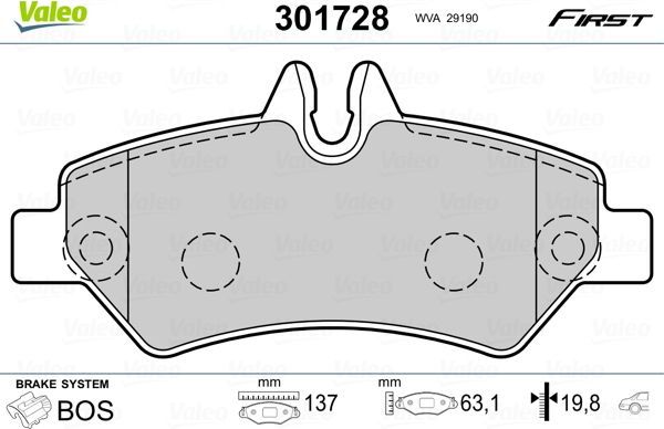 Тормозные колодки Valeo First. Артикул 301728