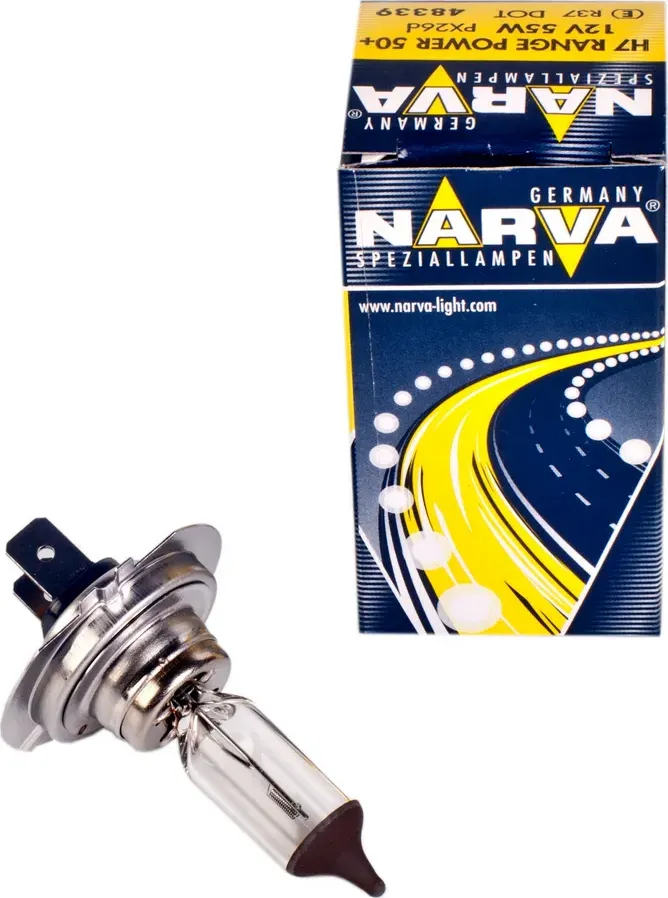 Лампа автомобильная H7 12V- 55W (PX26d) RP50 (Narva). Артикул 48339