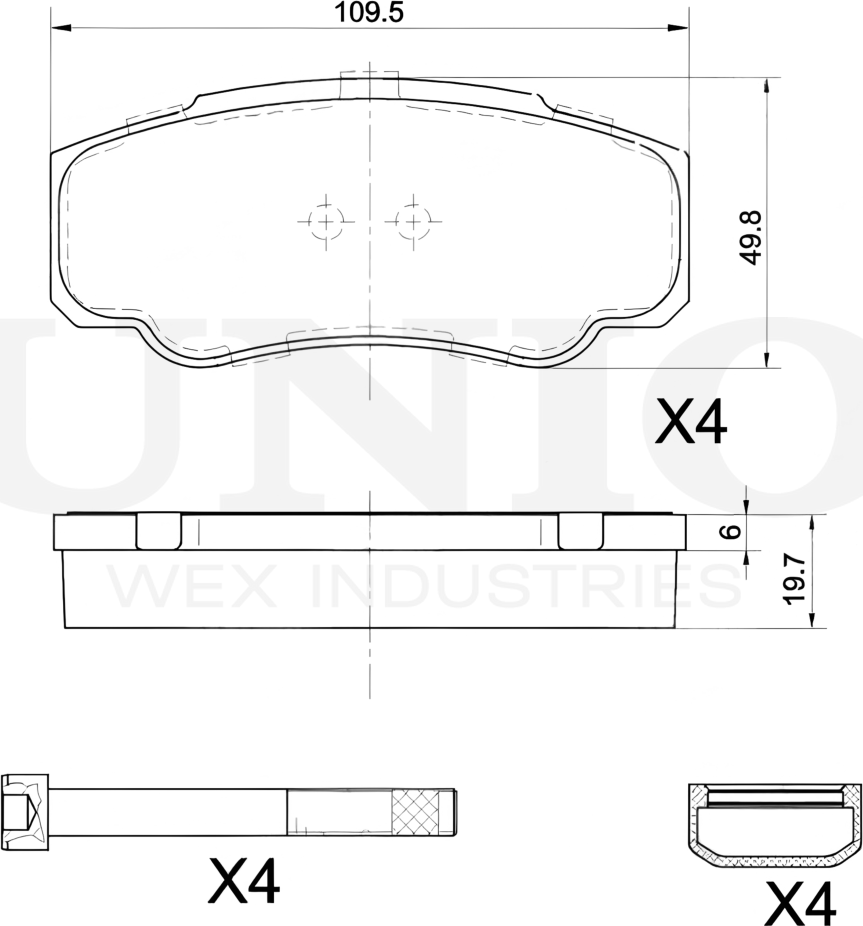 Колодки тормозные дисковые, комплект (Unio). Артикул BRP-20419