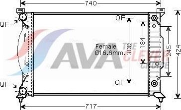Радиатор охлаждения двигателя AVA для Audi A4 III (B7) 2004-2009. Артикул AIA2241