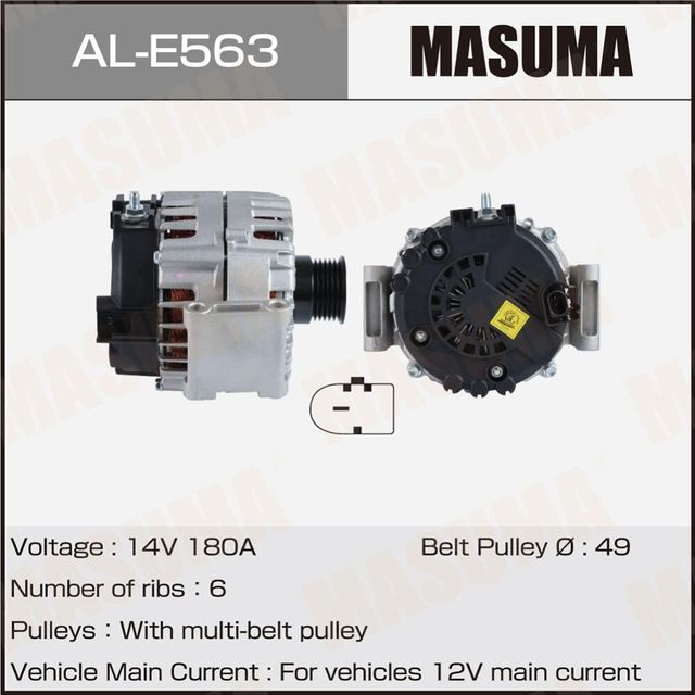 Генератор MASUMA, MERCEDES-BENZ / OM651, M 276 (14V/180A). Артикул ALE563