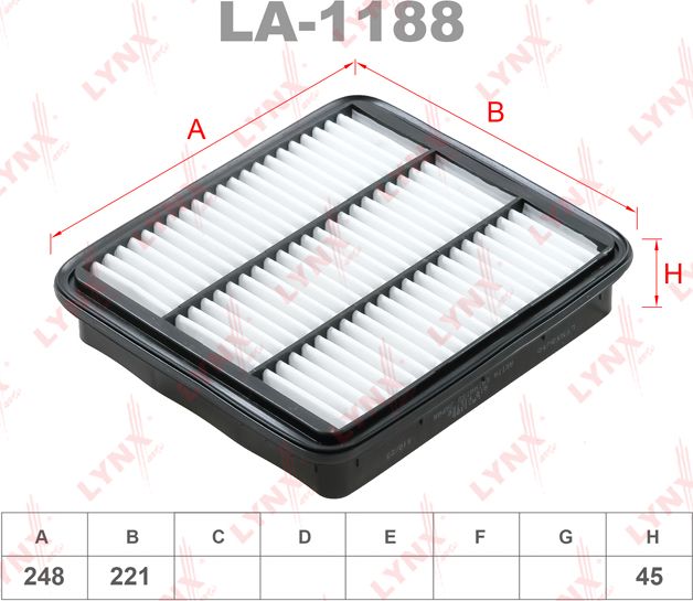 Воздушный фильтр LYNXauto. Артикул LA-1188