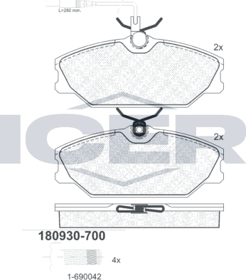 Тормозные колодки Icer. Артикул 180930-700