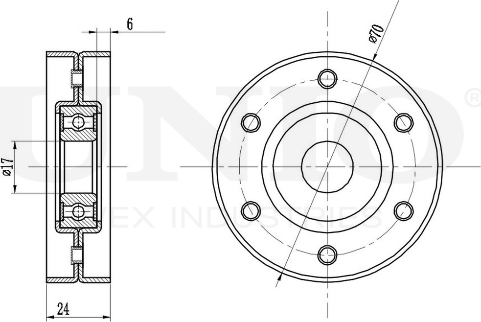 Ролик поликлинового ремня натяжной (Unio). Артикул TNS-10094