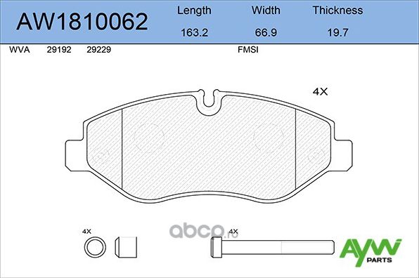 Колодки тормозные передние MERCEDES-BENZ Sprinter 2.2D-3.0D 06> / Viano(W639) 2 (Aywiparts). Артикул AW1810062