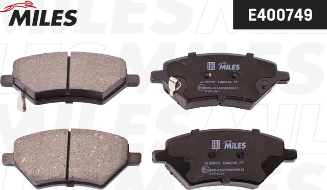 Тормозные колодки Miles передние для Chery Tiggo 7 I 2016-2026. Артикул E400749
