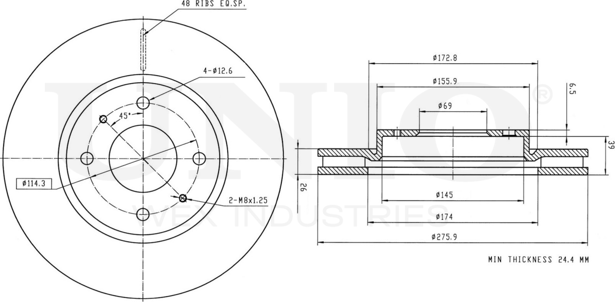Диск тормозной (Unio). Артикул BRD-20040
