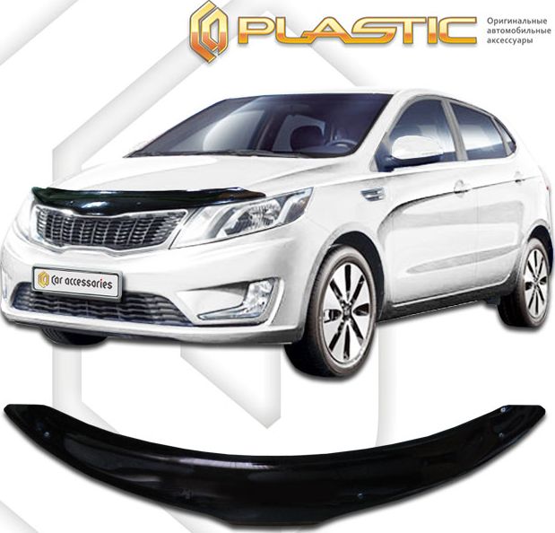 Дефлектор СА Пластик для капота (Classic черный) Kia Rio хечбек III 2011-2017. Артикул 2010010107727
